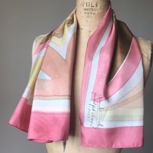 Signed artist G.Caelle Paris France vintage hand made 100% silk scarf.